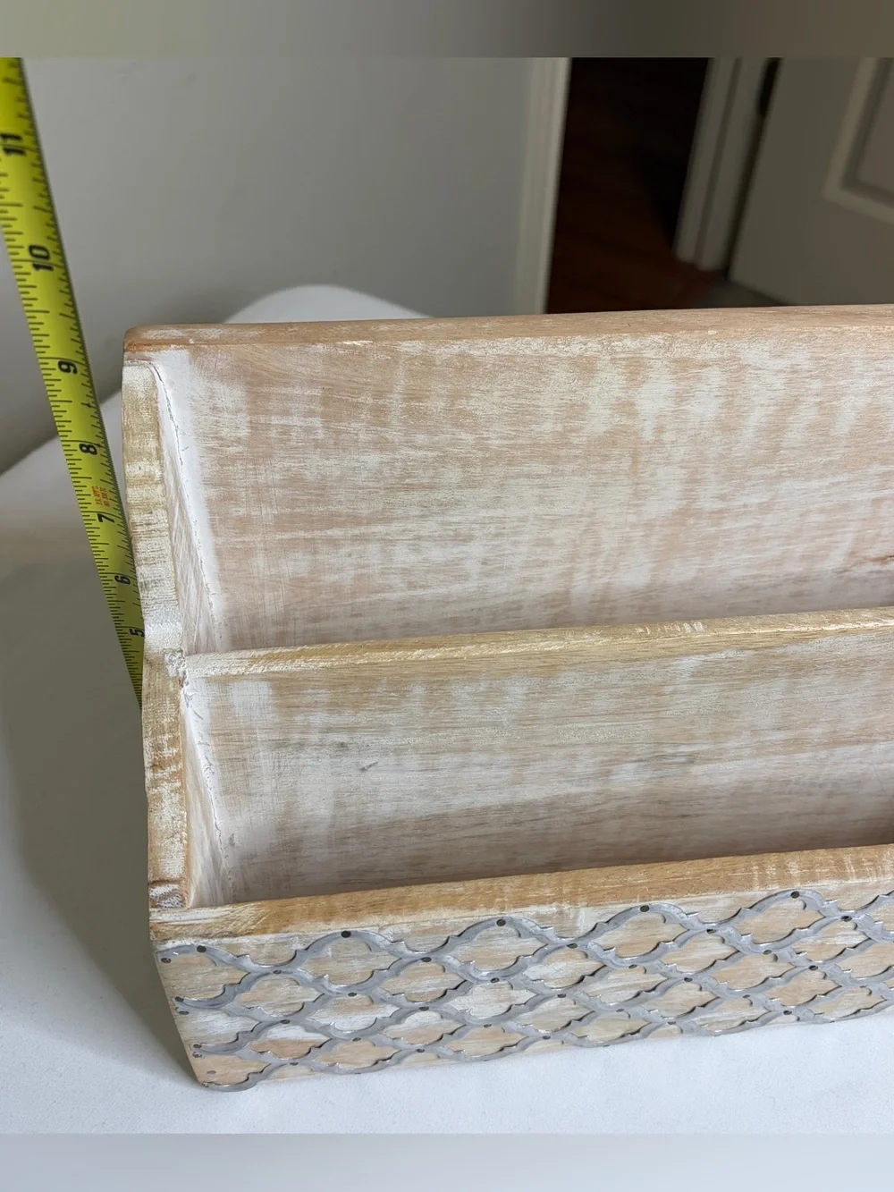 Wooden Rustic Mail & Desk Organizer - Beige White
